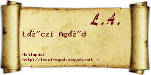 Lóczi Agád névjegykártya